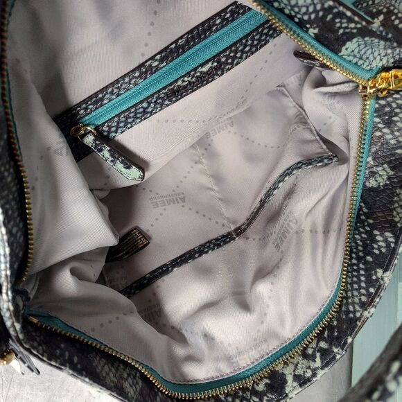 Aimee Kestenberg Tuscany Cobra Print Pebble Leather and Suede Hobo Shoulder Bag - Picture 6 of 10